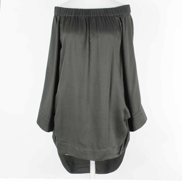 One X Oneteaspoon Dresses & Skirts - One X Teaspoon$130 Sz S Olive Off Shoulder Ruched Viscose Woven Dress